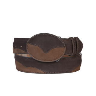 Cowboy Belt - El General  - Leather Nobuck Choco