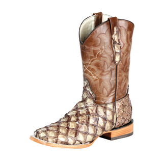 El General Men's Exotic Monster Fish Rodeo Boots - Cream