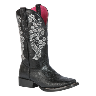 Black embroidered cowboy boot