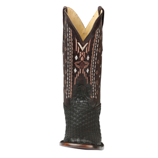 Decorative cowboy boot with intricate patterns