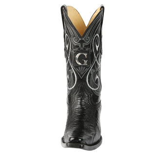 El General Men's Exotic Ostrich Leg Cowboy Boots - Black