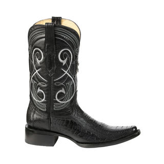 El General Men's Exotic Ostrich Leg Cowboy Boots - Black