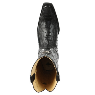 El General Men's Exotic Ostrich Leg Cowboy Boots - Black