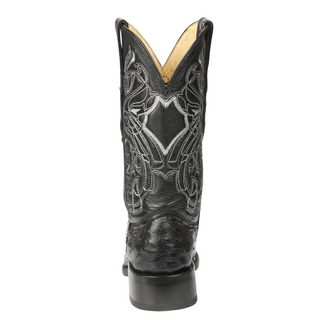 El General Men's Exotic Ostrich Leather Cowboy Boots - Black