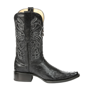 El General Men's Exotic Ostrich Leather Cowboy Boots - Black