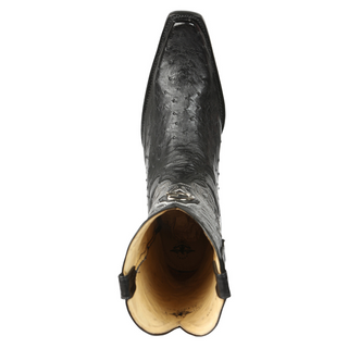 El General Men's Exotic Ostrich Leather Cowboy Boots - Black