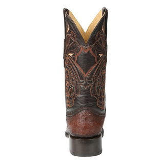 El General Men's Exotic Ostrich Leather Cowboy Boots - Brown
