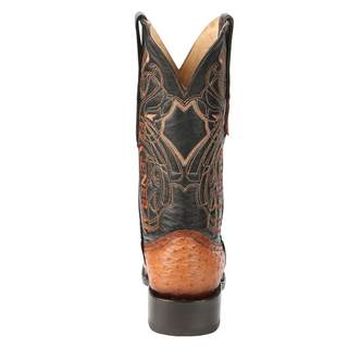El General Men's Exotic Ostrich Leather Cowboy Boots - Cognac