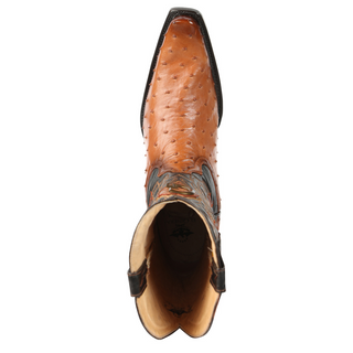 El General Men's Exotic Ostrich Leather Cowboy Boots - Cognac