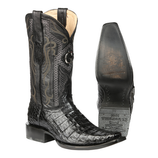 El General Men's Exotic Caiman Belly Cowboy Boots - Black