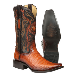 El General Men's Exotic Caiman Belly Cowboy Boots - Cognac