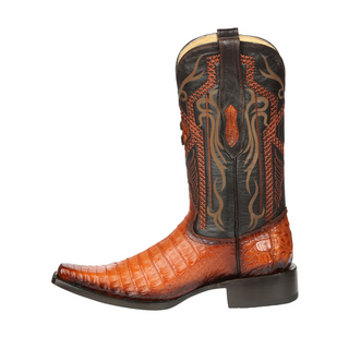 El General Men's Exotic Caiman Belly Cowboy Boots - Cognac