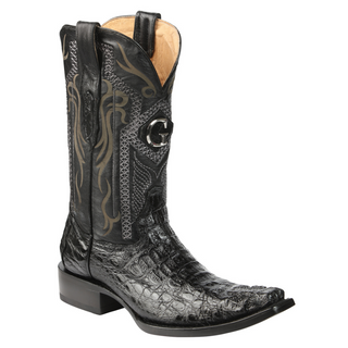 El General Men's Exotic Caiman Nuca Cowboy Boots - Black