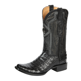 El General Men's Exotic Caiman Belly Cowboy Boots - Black