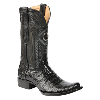 El General Men's Exotic Caiman Belly Cowboy Boots - Black