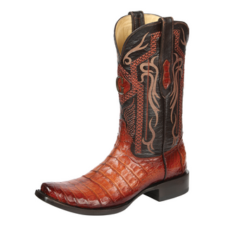El General Men's Exotic Caiman Belly Cowboy Boots - Cognac