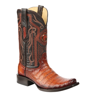 El General Men's Exotic Caiman Belly Cowboy Boots - Cognac
