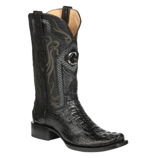 El General Men's Exotic Caiman Nuca Cowboy Boots - Black