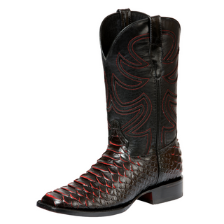 El General Men’s Rodeo Boot Imitation Python - Black/Red