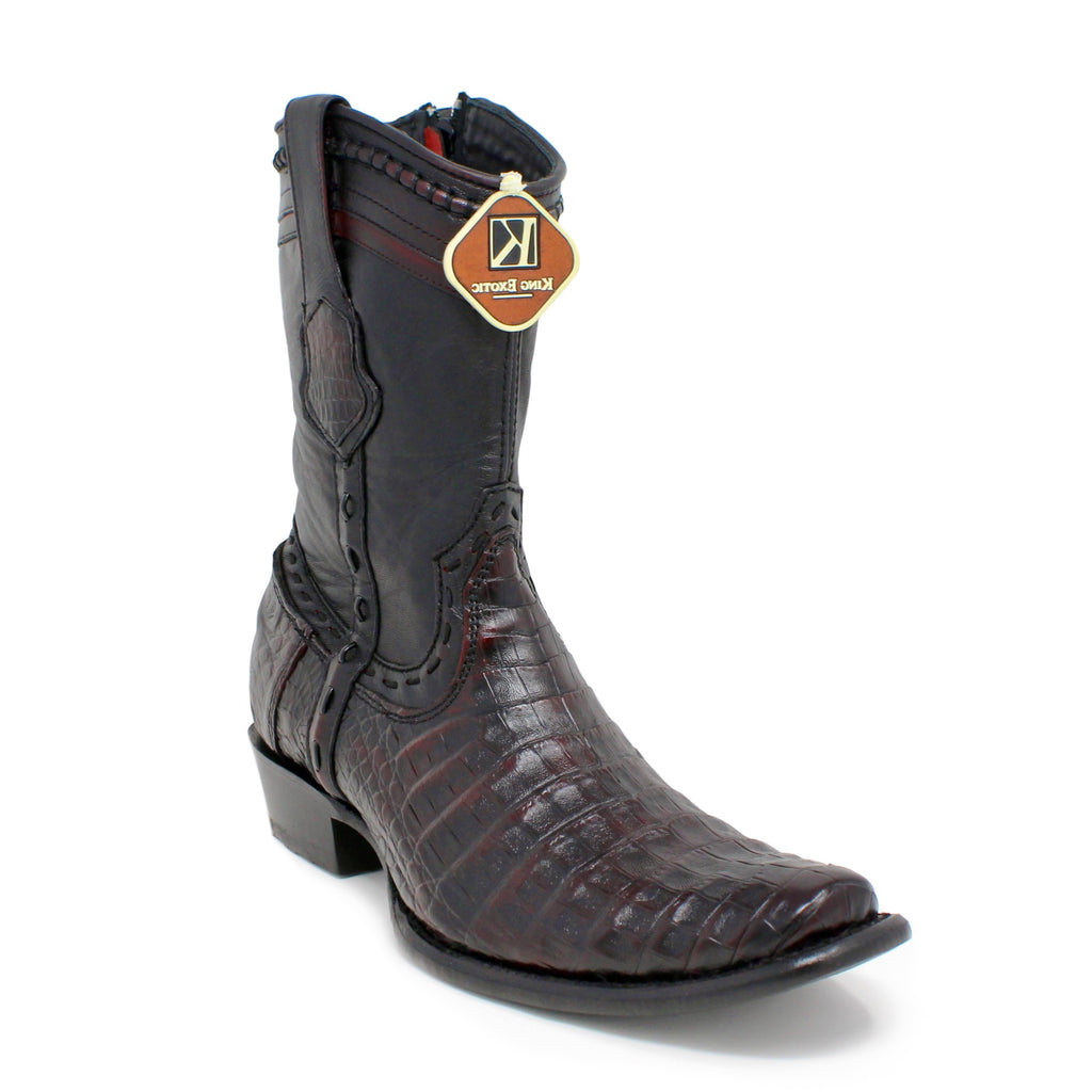 Men's King Exotic Caiman Belly Boots With Deer Dubai Toe Handcrafted Black Cherry (479F8218) main image 1