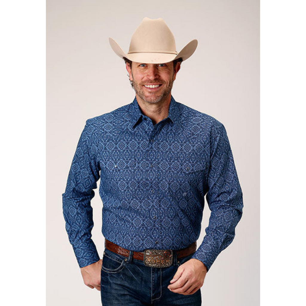 Roper 1944 Stretch Paisley (Teal) - Men's Western Shirt