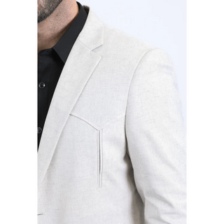 Platini Men's Double Button Western Blazer - Off White