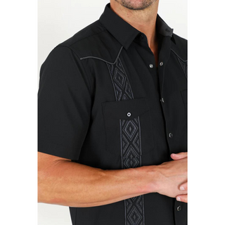 Men's Modern Black GUAYABERA Shirt