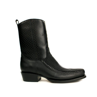 Black stingray and leather square toe cowboy boot for men by Los Altos