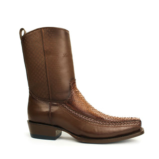 Los Altos Faded Brown Python 7X Semi Square Toe Boots
