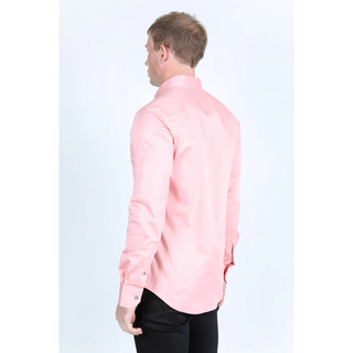 Platini Men's Modern Fit Pink Dress Shirt