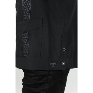 Men's Modern Black GUAYABERA Shirt