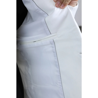 Platini Men's Double Button Faux Suede Blazer - White
