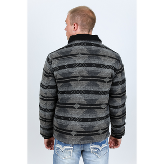 Men's Ethnic Aztec Quilted W/ Faux Fur Lined Jacket - Black