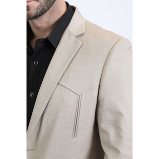 Platini Men's Double Button Western Blazer - Taupe/Beige