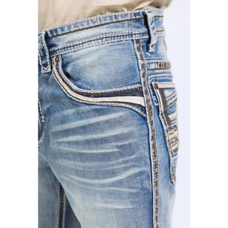 Platini Holt Men's Light Blue Slim Boot Cut Jeans