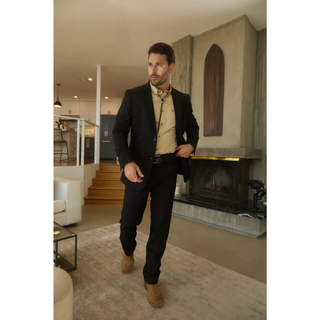 Platini Men's Western Sport Suit with Elbow Patches  - Black