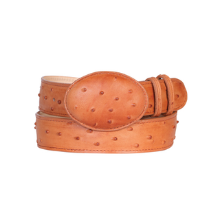 Brown imitation ostrich leather belt