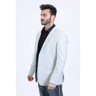 Platini Men's Double Button Western Blazer - White