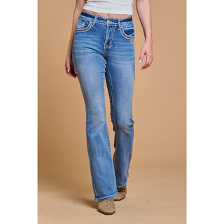 Westfield Eagle Women's Aztec Embroidered Bootcut Bling Jeans