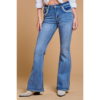 Westfield Eagle Women's Embroidered Flare Bling Jeans