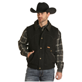 Powder River Men's Heather Holbrook Wool Vest - Black