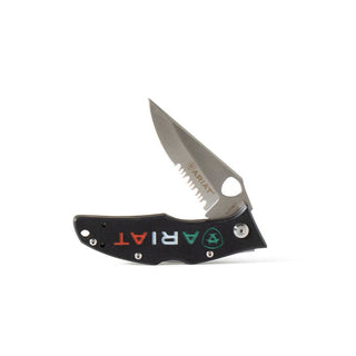 Ariat Green/White/Red Half Serrated Blade Medium Folding Knife