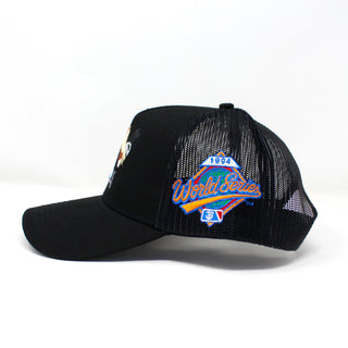 NY Rooster Black Embroidered Trucker Hat