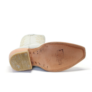 Bottom view of Artillero women’s cowboy boot showing leather sole and Artillero branding