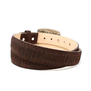 Brown textured belt with beige interior