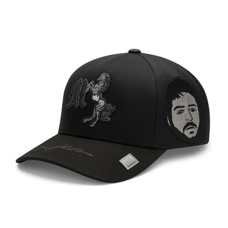 Close-up of Mayito patch on Bigg Boss cap with curved bill