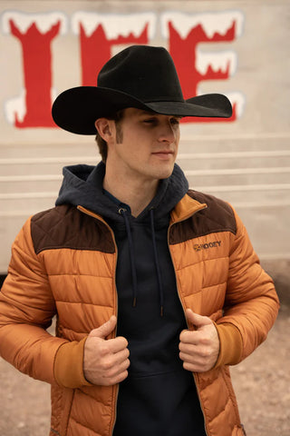 Hooey Puffer Jacket Tan with Brown