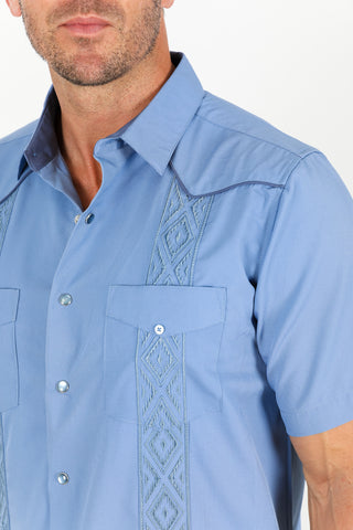 Men's Modern Blue GUAYABERA Shirt