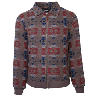 Hooey Bomber Jacket Tan/Red w/ Aztec