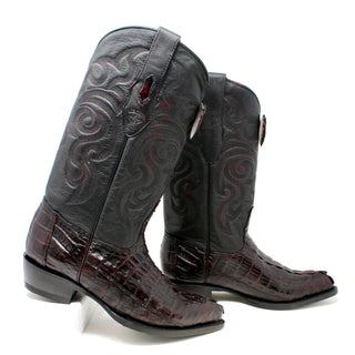 Los Altos Caiman Tail J Toe Cowboy Boot - Black Cherry